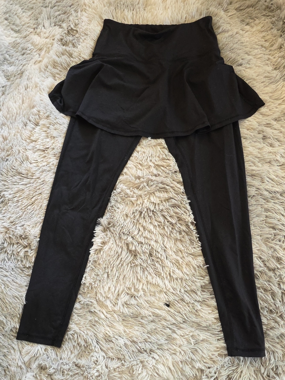 Black Skirted Leggings with Flared Skirt